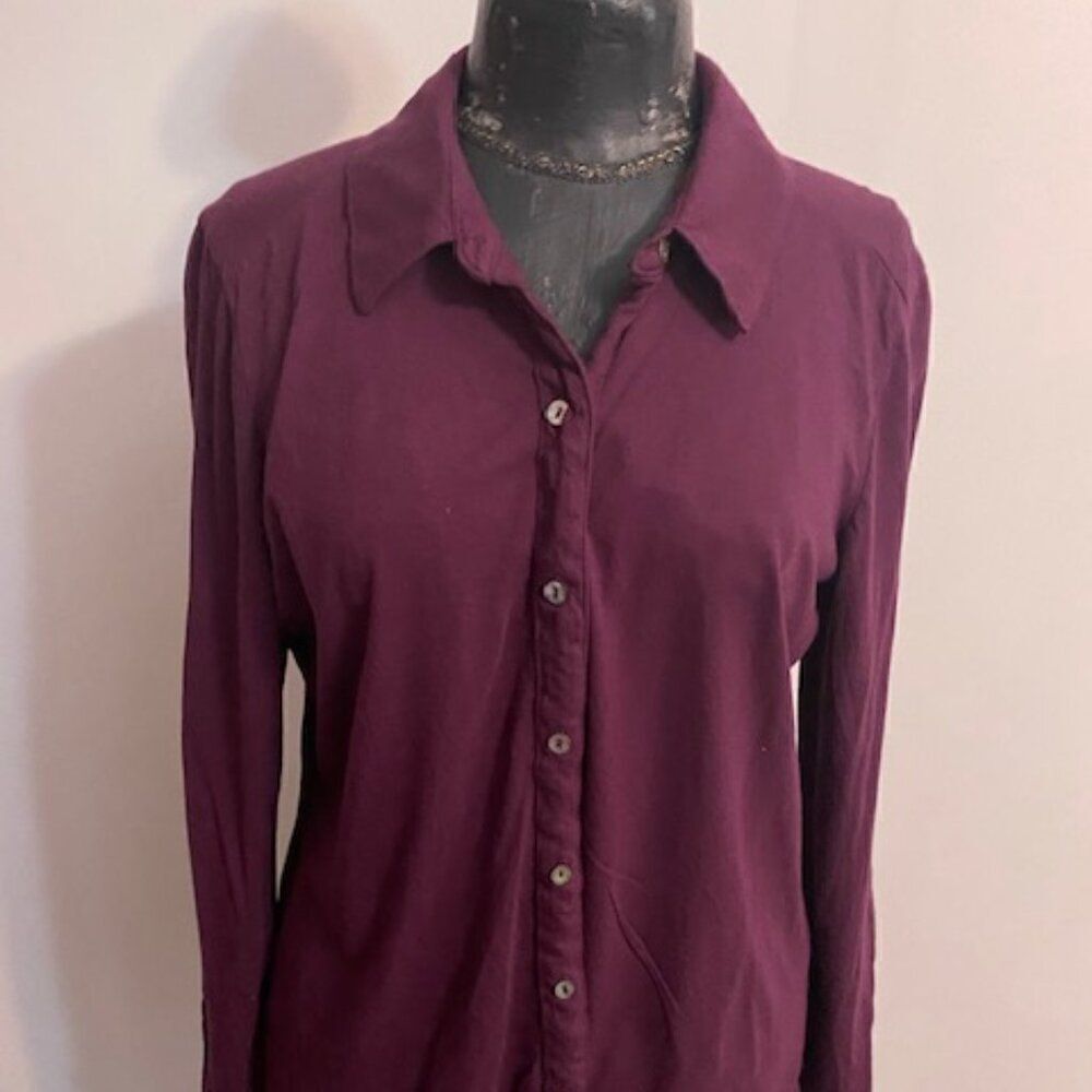 Michael Stars Wine button down top, size L